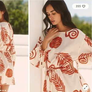 Anthro Celandine Resort Printed Mini Kaftan